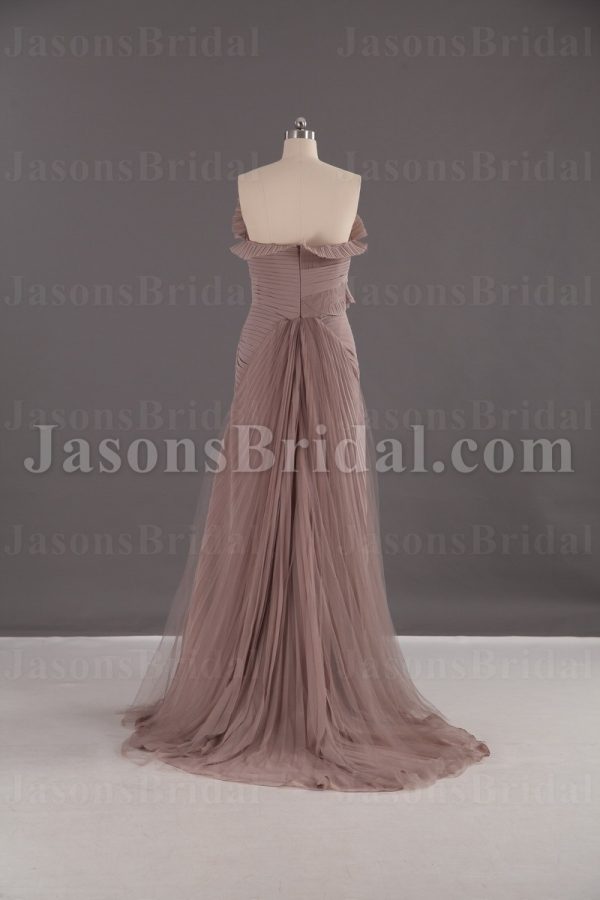 Mermaid Frilled Sweetheart Ruched Asymmetrical Pleated Side Draped Sweep Train Chiffon Wedding Dresses