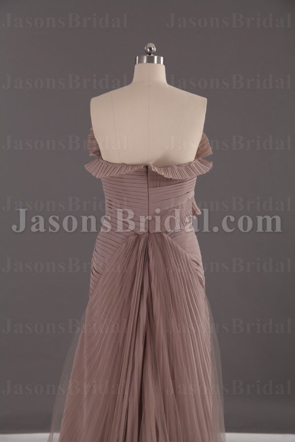 Mermaid Frilled Sweetheart Ruched Asymmetrical Pleated Side Draped Sweep Train Chiffon Wedding Dresses