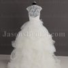 Ball Gown Sleeveless Illusion Lace Bateau Neckline Ruffles Floor Length Tulle Wedding Dresses