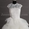 Ball Gown Sleeveless Illusion Lace Bateau Neckline Ruffles Floor Length Tulle Wedding Dresses