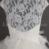 Ball Gown Sleeveless Illusion Lace Bateau Neckline Ruffles Floor Length Tulle Wedding Dresses