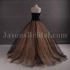 Two-tone Ball Gown Sweetheart Illusion Waistline Open Front Ruffled Sweep Train Tulle Organza Wedding Dresses