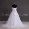 A-line Sweetheart Beaded Appliques Jeweled Ribbon Dropped Sweep Train Organza over Satin Wedding Dresses