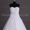 A-line Sweetheart Beaded Appliques Jeweled Ribbon Dropped Sweep Train Organza over Satin Wedding Dresses