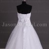 A-line Sweetheart Beaded Appliques Jeweled Ribbon Dropped Sweep Train Organza over Satin Wedding Dresses