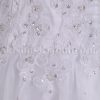A-line Sweetheart Beaded Appliques Jeweled Ribbon Dropped Sweep Train Organza over Satin Wedding Dresses