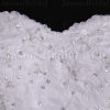 A-line Sweetheart Beaded Appliques Jeweled Ribbon Dropped Sweep Train Organza over Satin Wedding Dresses
