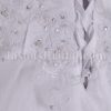 A-line Sweetheart Beaded Appliques Jeweled Ribbon Dropped Sweep Train Organza over Satin Wedding Dresses