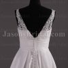 A-line Sleeveless Deep V-neck Beaded Appliques Ruched Belt Sweep Train Pleated Satin Wedding Dresses