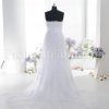 Elegant A-line Scalloped Appliqued Sweetheart Ruched Belt Sweep Train Tulle Lace Wedding Dresses