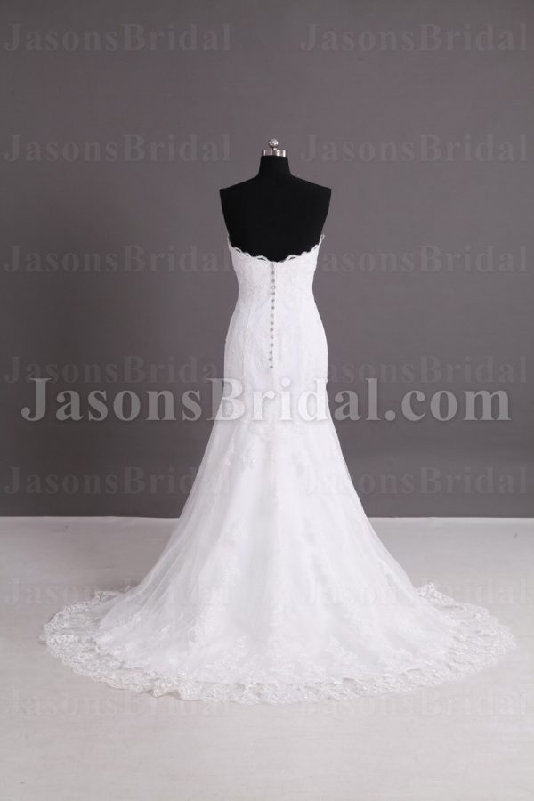Fit-and-Flare Sweetheart Allover Appliques Jeweled Zipper Up Back Sweep Train Tulle Lace Wedding Dresses