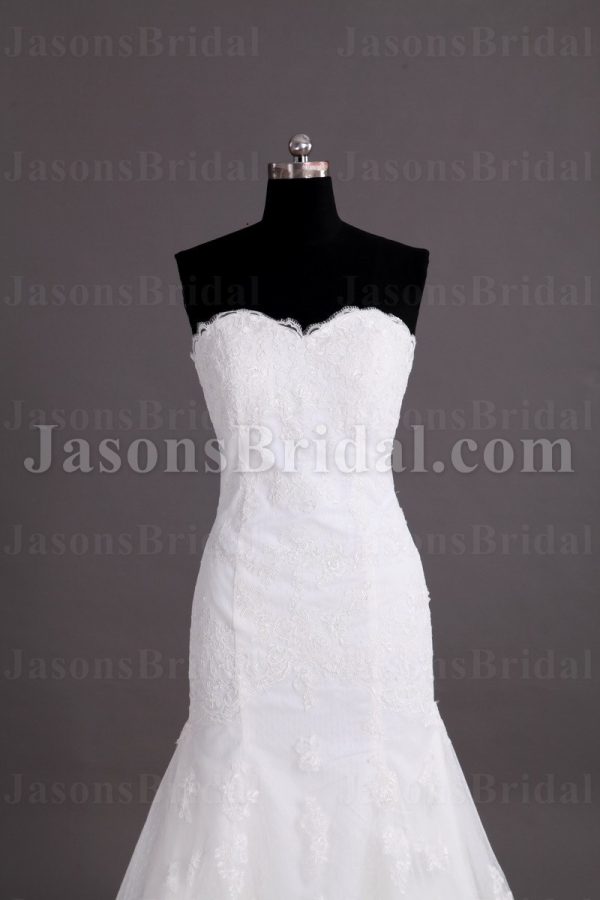 Fit-and-Flare Sweetheart Allover Appliques Jeweled Zipper Up Back Sweep Train Tulle Lace Wedding Dresses