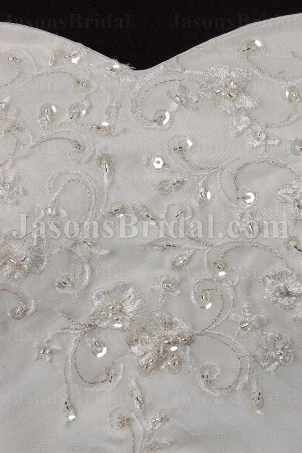 Fit-and-Flare Sweetheart Allover Beaded Embroidered Sweep Train Tulle Lace over Satin Wedding Dresses