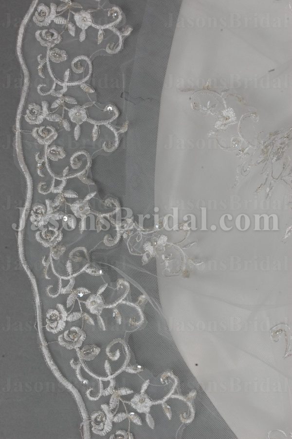 Fit-and-Flare Sweetheart Allover Beaded Embroidered Sweep Train Tulle Lace over Satin Wedding Dresses