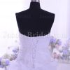 A-line Sweetheart Beaded Appliques Ruched Belts Sweep Train Tiered Organza Lace Wedding Dresses