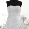 A-line Sweetheart Beaded Appliques Asymmetrical Pleated Bustled Chapel Train Satin Wedding Dresses