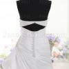 A-line Sweetheart Beaded Appliques Asymmetrical Pleated Bustled Chapel Train Satin Wedding Dresses