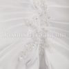 A-line Sweetheart Beaded Appliques Asymmetrical Pleated Bustled Chapel Train Satin Wedding Dresses