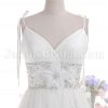 Empire A-line Spaghetti Sweetheart Jeweled Embellished Flowers Sweep Train Tulle Wedding Dresses