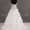 Fit-and-Flare Frilled Sweetheart Beaded Sheer Bodice Sweep Train Tiered Ruffled Organza Wedding Dresses