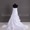 Fit-and-Flare Floral Spaghetti One-shoulder Ruched Asymmetrical Pleated Side Bustled Sweep Train Satin Wedding Dresses