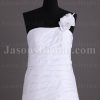 Fit-and-Flare Floral Spaghetti One-shoulder Ruched Asymmetrical Pleated Side Bustled Sweep Train Satin Wedding Dresses