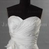 Fit-and-Flare Sweetheart Ruched Asymmetrical Pleated Adorned Flowers Beaded Appliques Side Draped Sweep Train Bubble Hem Satin Wedding Dresses