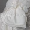 Fit-and-Flare Sweetheart Ruched Asymmetrical Pleated Adorned Flowers Beaded Appliques Side Draped Sweep Train Bubble Hem Satin Wedding Dresses