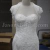 Trumpet Sweetheart Beaded Appliques Adorned Flowers Sweep Train Lace over Satin Wedding Dresses with Bolero