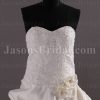 Ball Gown Sweetheart Beaded Appliques Adorned Flowers Pick-up Floor Length Satin Wedding Dresses