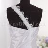 Fit-and-Flare Appliqued One-shoulder Sweetheart Asymmetrical Ruched Beaded Draped Sweep Train Lace over Satin Wedding Dresses