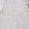 Fit-and-Flare Appliqued One-shoulder Sweetheart Asymmetrical Ruched Beaded Draped Sweep Train Lace over Satin Wedding Dresses