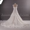 Fit-and-Flare Cap Sleeves Allover Appliques Chapel Train Tulle Lace over Satin Wedding Dresses