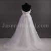 Empire A-line Sweetheart Beaded Adorned Flowers Ribbon Sweep Train Tulle over Satin Wedding Dresses