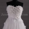 Empire A-line Sweetheart Beaded Adorned Flowers Ribbon Sweep Train Tulle over Satin Wedding Dresses