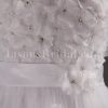 Empire A-line Sweetheart Beaded Adorned Flowers Ribbon Sweep Train Tulle over Satin Wedding Dresses