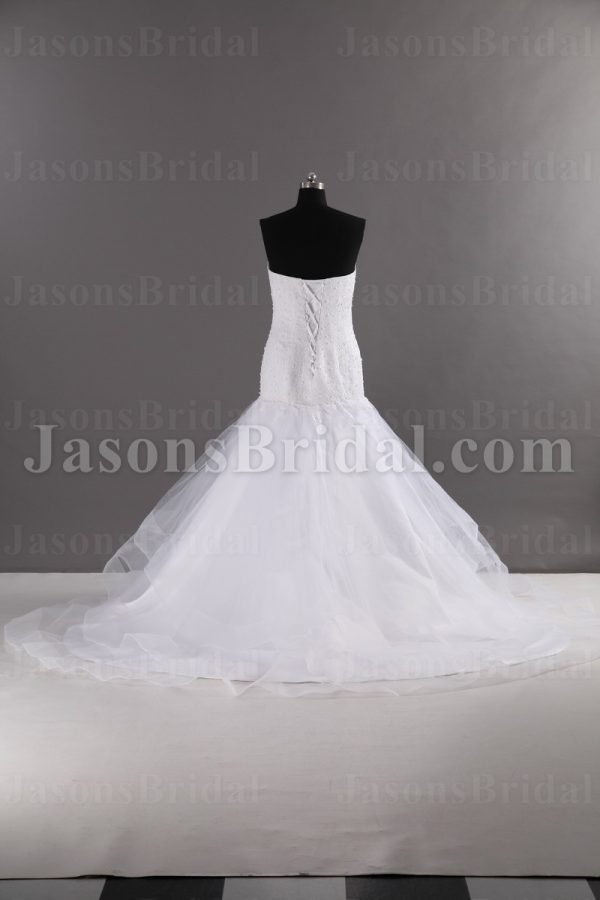 Fit-and-Flare Sweetheart Beaded Allover Lace Appliques Sweep Train Layered Tulle Wedding Dresses