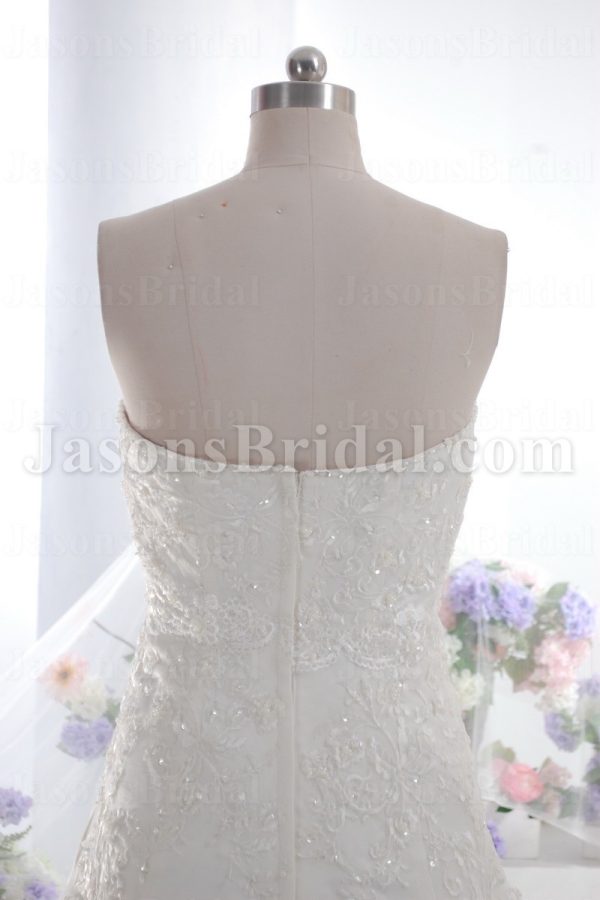 Fit-and-Flare Sweetheart Beaded Allover Appliques Sweep Train Tulle over Satin Wedding Dresses