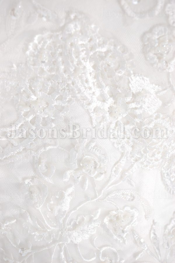 Fit-and-Flare Sweetheart Beaded Allover Appliques Sweep Train Tulle over Satin Wedding Dresses