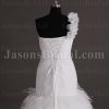 Fit-and-Flare Floral One-shoulder Sweetheart Asymmetrical Ruched Sweep Train Ruffled Tulle Wedding Dresses