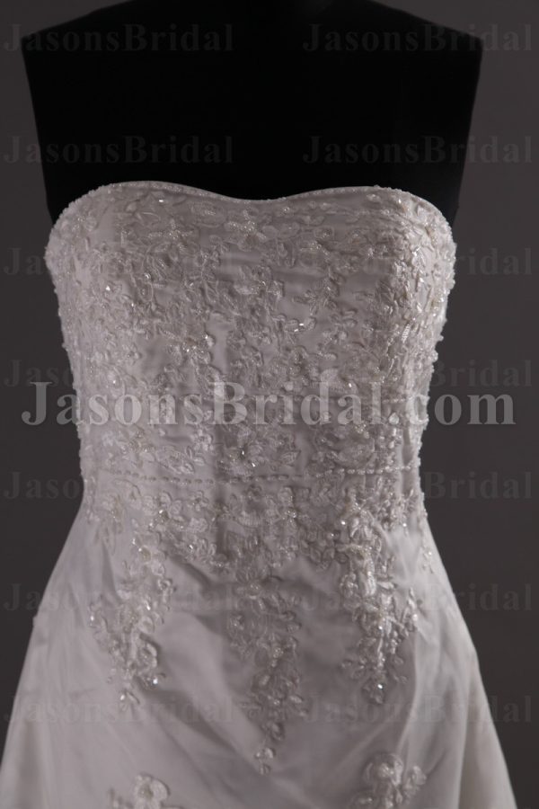 Mermaid Sweetheart Beaded Appliques High-low Hemline Lace over Satin Wedding Dresses