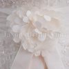 A-line Spaghetti Sweetheart Beaded Appliques Ruched Belt Adorned Flower Sweep Train Tulle Lace over Satin Wedding Dresses