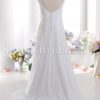 A-line Queen Anne Neckline Asymmetrical Ruched Beaded Appliques Open Back Sweep Train Chiffon over Satin Wedding Dresses