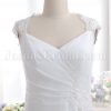 A-line Queen Anne Neckline Asymmetrical Ruched Beaded Appliques Open Back Sweep Train Chiffon over Satin Wedding Dresses