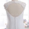 A-line Queen Anne Neckline Asymmetrical Ruched Beaded Appliques Open Back Sweep Train Chiffon over Satin Wedding Dresses