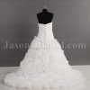 Dramatic Ball Gown Sweetheart Adorned Flowers Asymmetrical Ruched Chapel Train Spiral Wave Organza Wedding Dresses