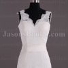 Trumpet Sleeveless Scalloped V-neck Ribbon Low Back Sweep Train Lace over Satin Wedding Dresses
