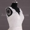 Trumpet Sleeveless Scalloped V-neck Ribbon Low Back Sweep Train Lace over Satin Wedding Dresses