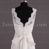 Trumpet Sleeveless Scalloped V-neck Ribbon Low Back Sweep Train Lace over Satin Wedding Dresses