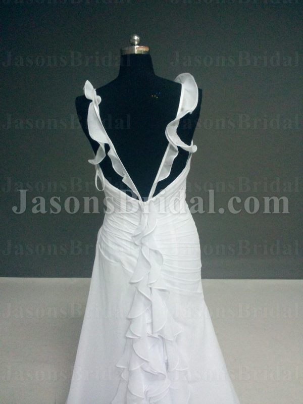 Princess A-line Frilled Straps Sweetheart Beaded Ruched Sweep Train Ruffled Chiffon Wedding Dresses